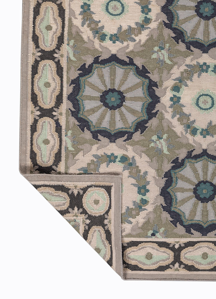 bedouin ivory wool flat weaves Rug - Backing Shot