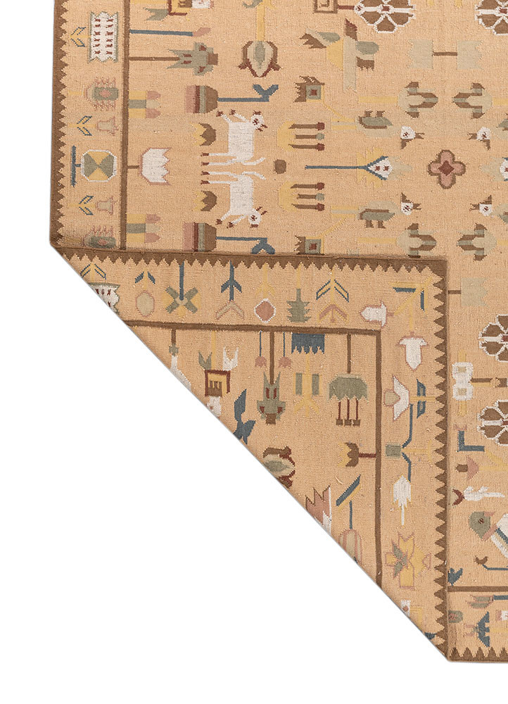 bedouin gold wool flat weaves Rug - Backing Shot