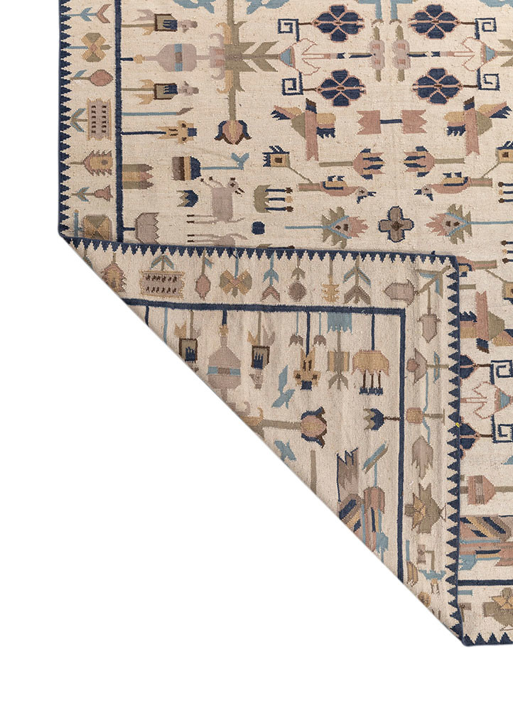 bedouin ivory wool flat weaves Rug - Backing Shot