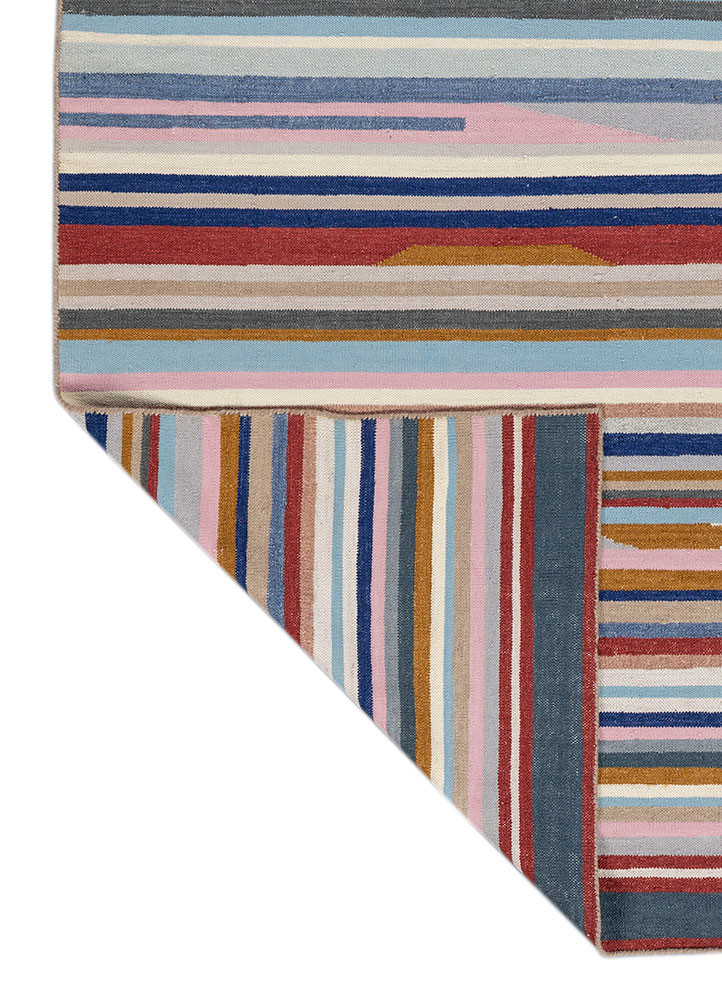 indusbar blue wool flat weaves Rug - Backing Shot indusbar blue wool flat weaves Rug - Backing Shot