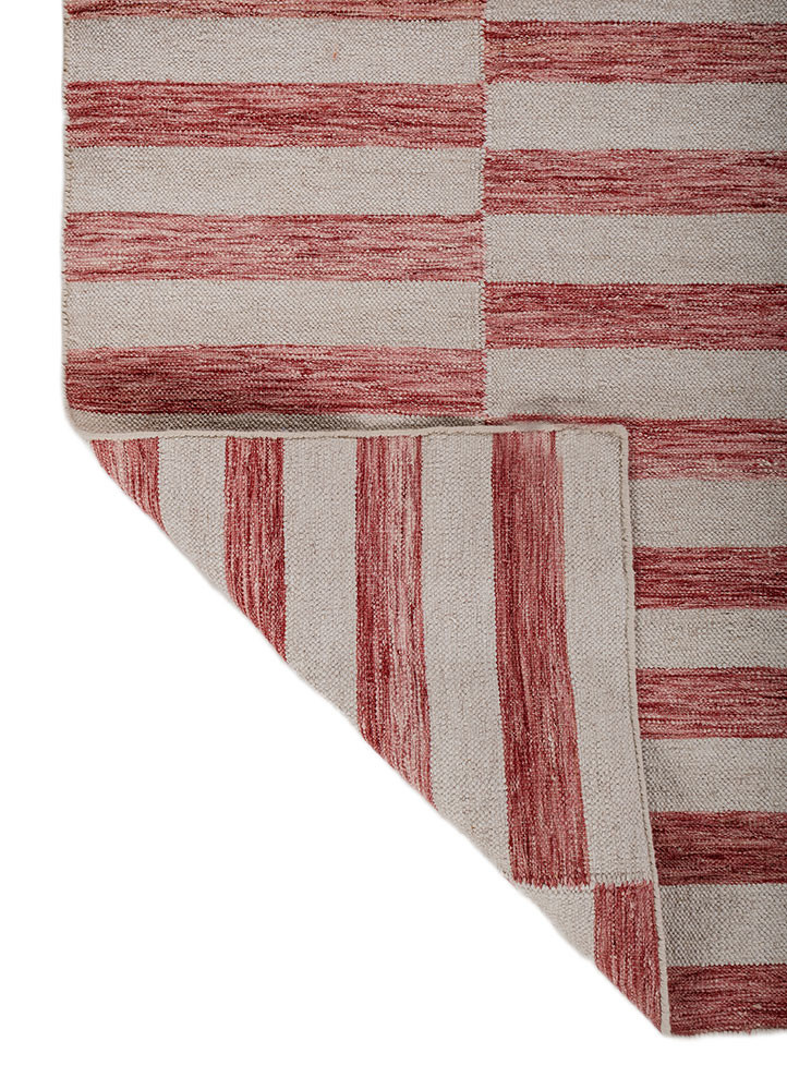 indusbar red and orange wool and viscose flat weaves Rug - Backing Shot