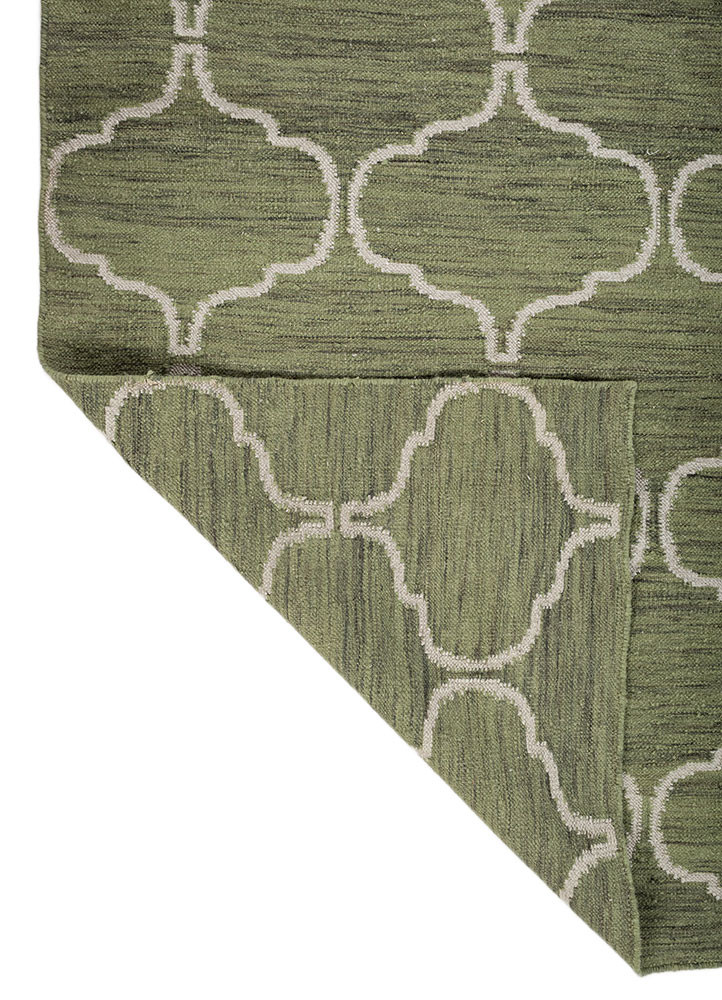 indusbar green wool and viscose flat weaves Rug - Backing Shot indusbar green wool and viscose flat weaves Rug - Backing Shot