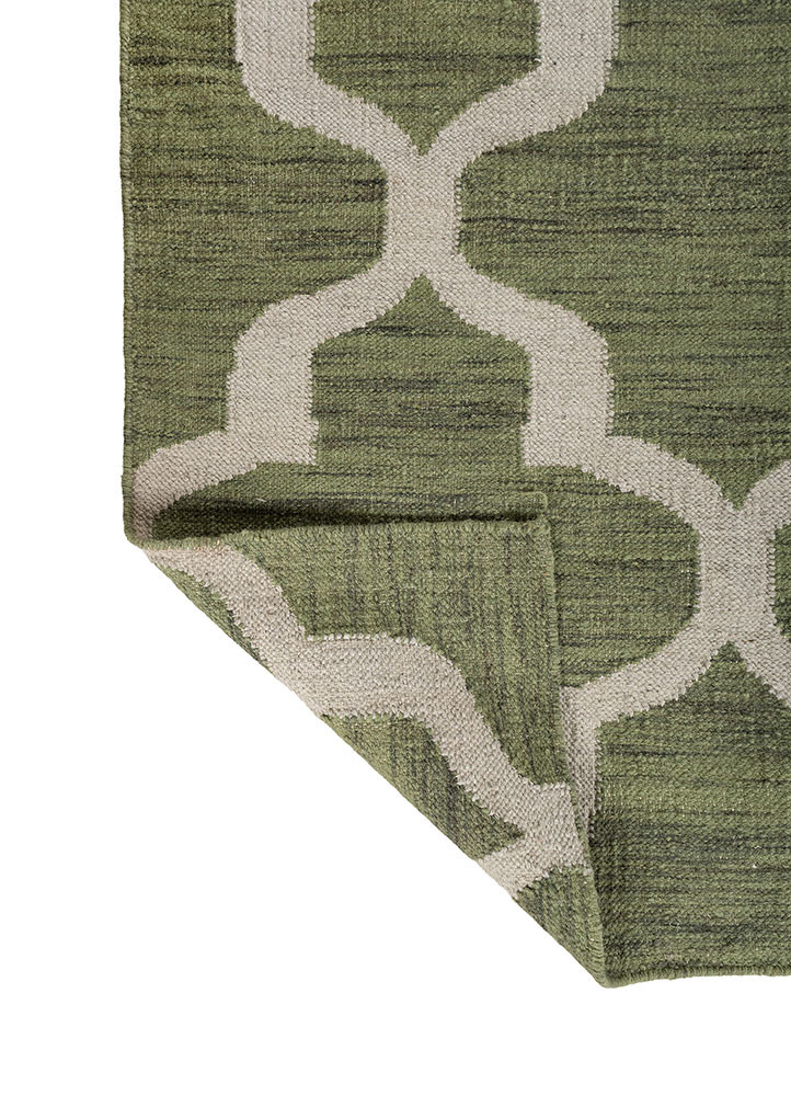 indusbar green wool and viscose flat weaves Rug - Backing Shot indusbar green wool and viscose flat weaves Rug - Backing Shot