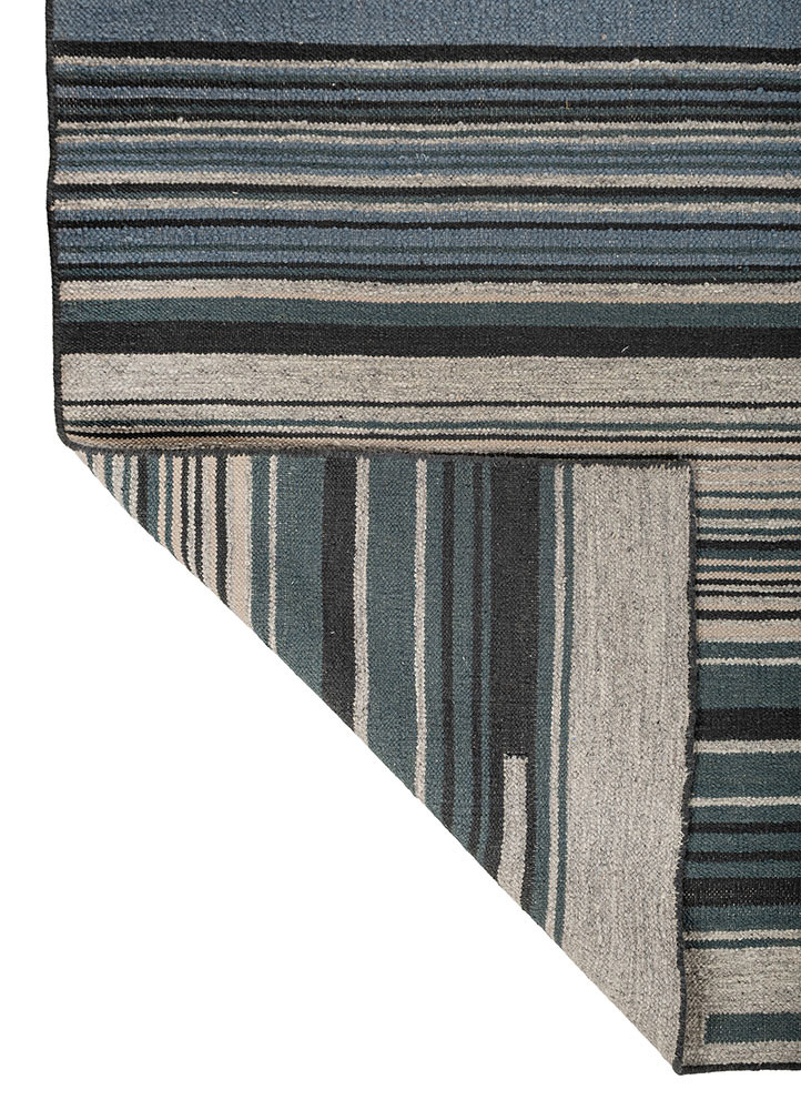 indusbar blue wool flat weaves Rug - Backing Shot indusbar blue wool flat weaves Rug - Backing Shot