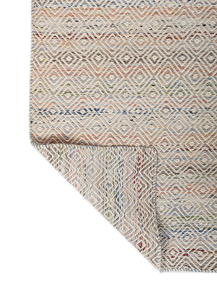 abrash blue wool and viscose flat weaves Rug - Backing Shot