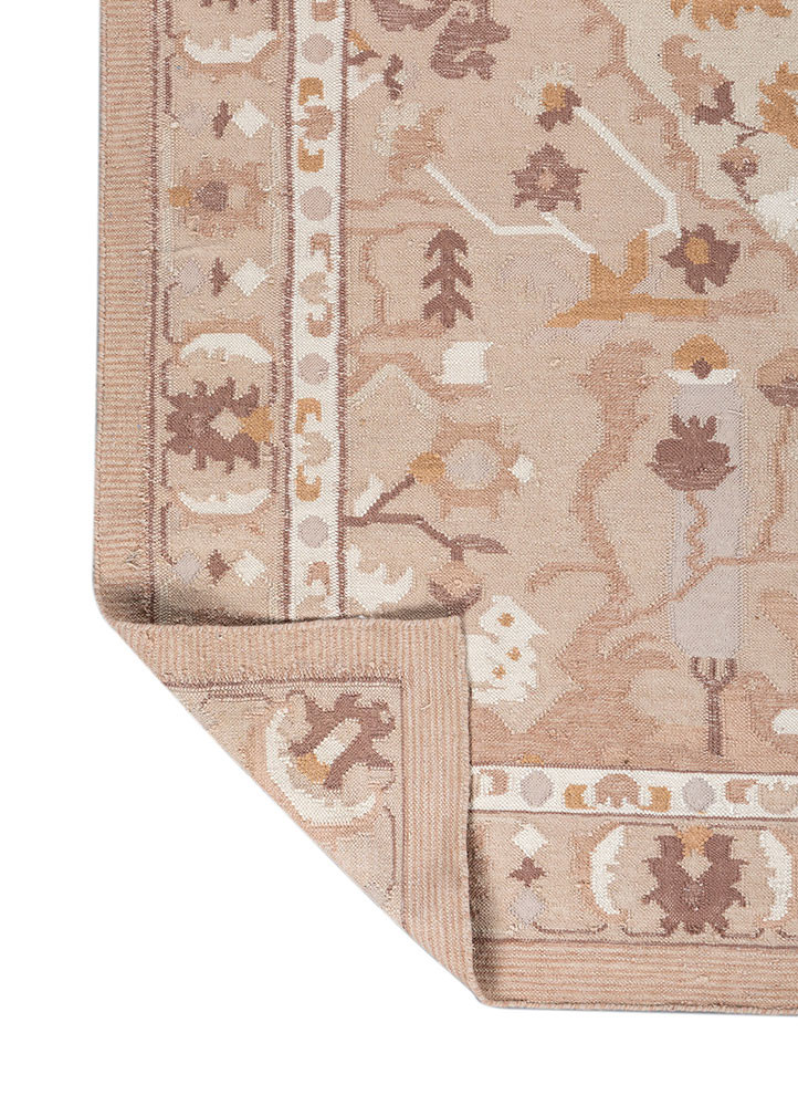 bedouin red and orange wool and viscose flat weaves Rug - Backing Shot