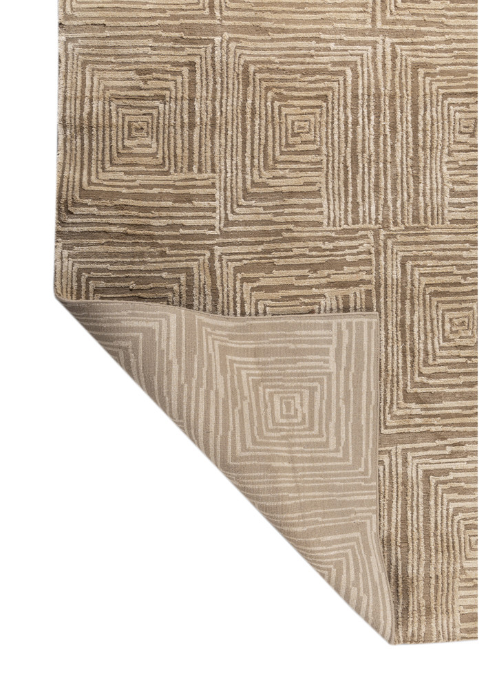 aprezo beige and brown acrylic hand knotted Rug - Backing Shot