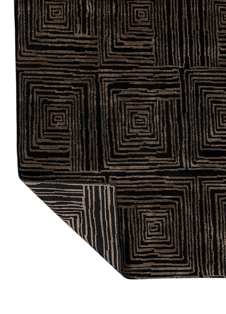 aprezo grey and black acrylic hand knotted Rug - Backing Shot