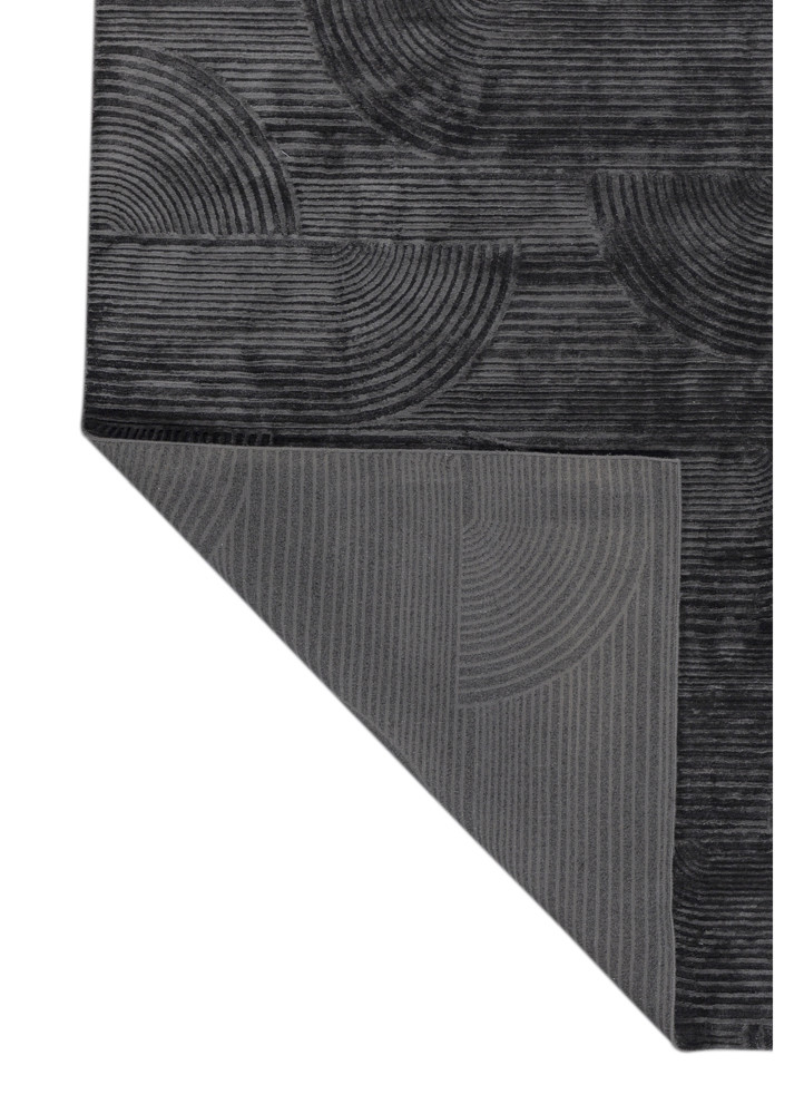 aprezo grey and black acrylic hand knotted Rug - Backing Shot