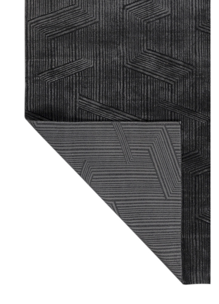 aprezo grey and black acrylic hand knotted Rug - Backing Shot