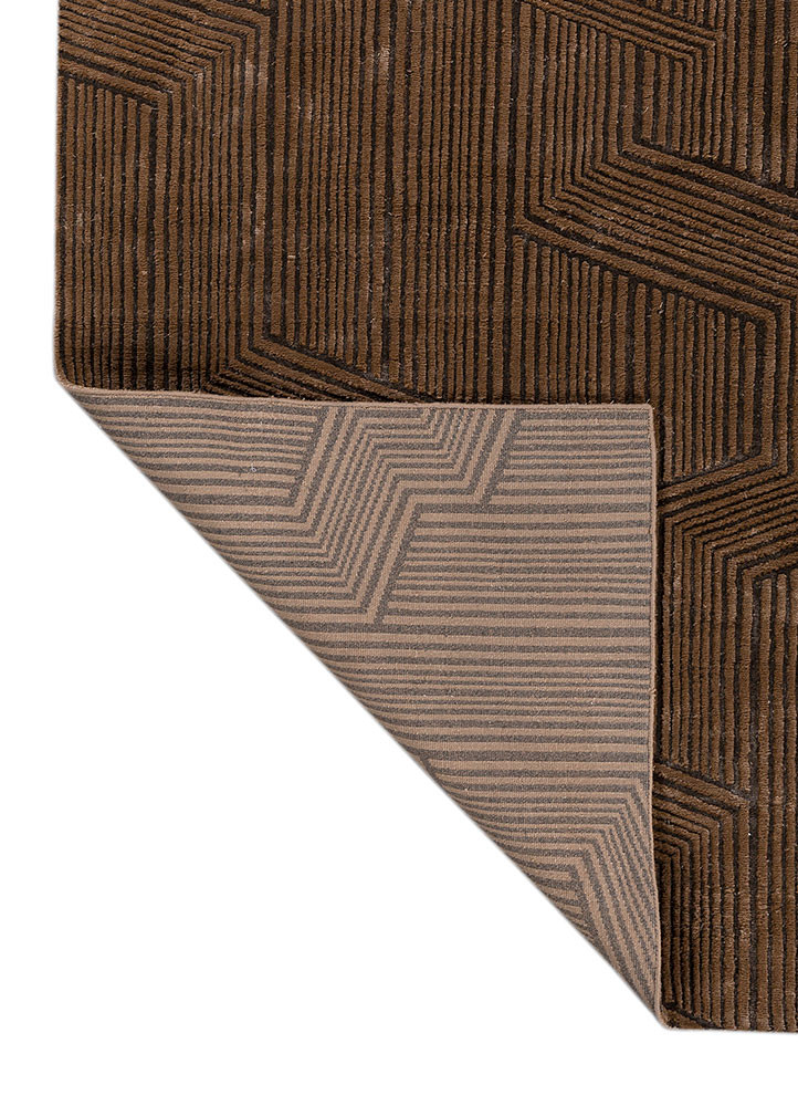 aprezo beige and brown acrylic hand knotted Rug - Backing Shot