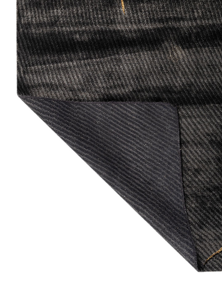 azalea grey and black bamboo silk and zari hand knotted Rug - Backing Shot