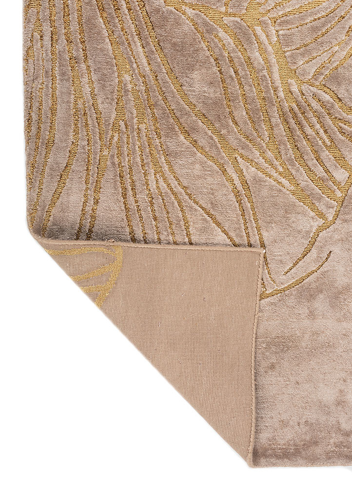 azalea beige and brown bamboo silk and zari hand knotted Rug - Backing Shot azalea beige and brown bamboo silk and zari hand knotted Rug - Backing Shot