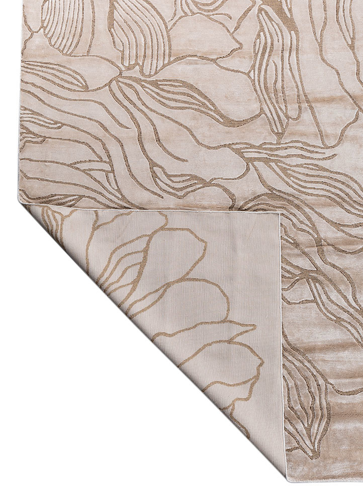 azalea ivory bamboo silk and zari hand knotted Rug - Backing Shot azalea ivory bamboo silk and zari hand knotted Rug - Backing Shot