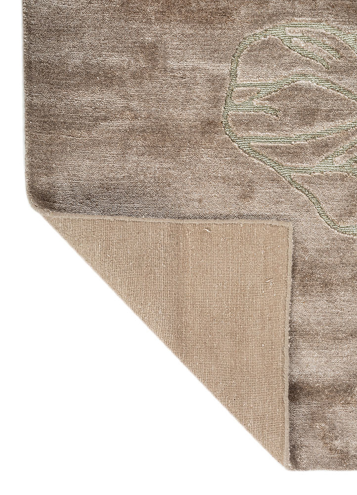 azalea beige and brown bamboo silk and zari hand knotted Rug - Backing Shot azalea beige and brown bamboo silk and zari hand knotted Rug - Backing Shot