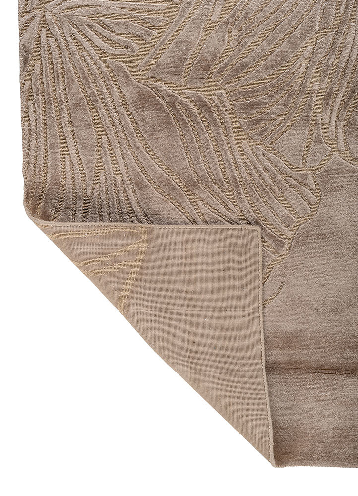 aprezo beige and brown bamboo silk and zari hand knotted Rug - Backing Shot