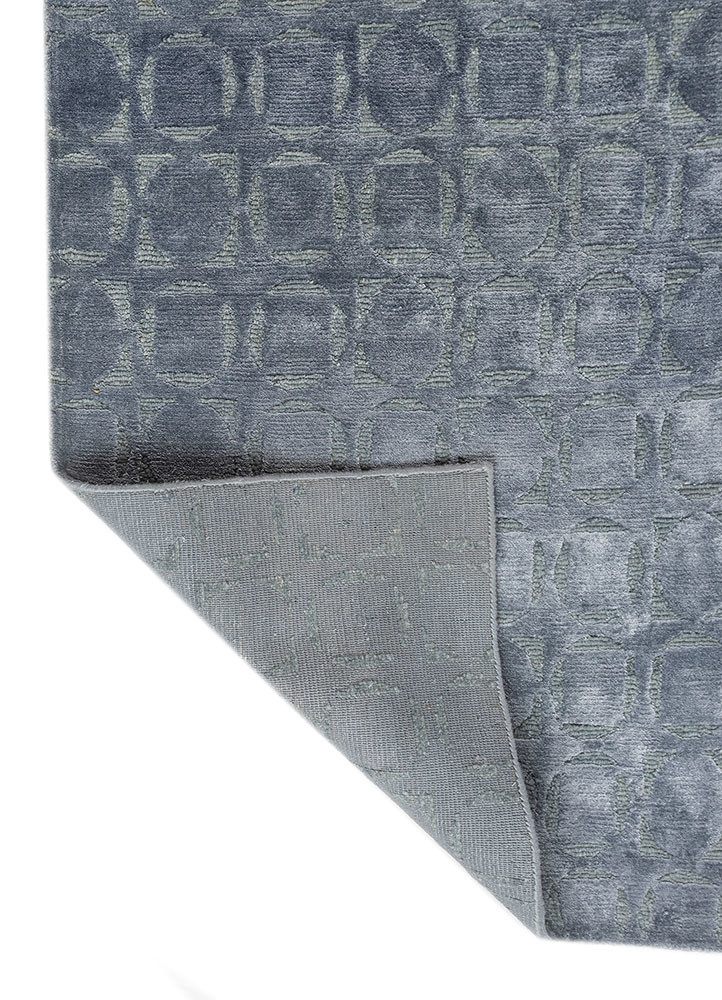azalea blue wool and bamboo silk hand knotted Rug - Backing Shot azalea blue wool and bamboo silk hand knotted Rug - Backing Shot