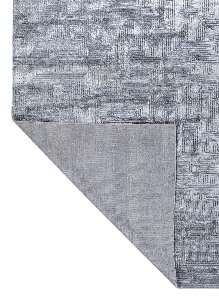 azalea blue wool and bamboo silk hand knotted Rug - Backing Shot azalea blue wool and bamboo silk hand knotted Rug - Backing Shot