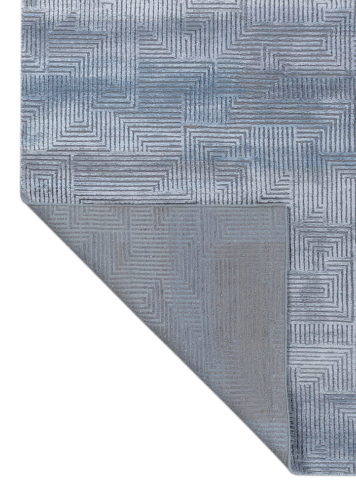 azalea blue wool and bamboo silk hand knotted Rug - Backing Shot azalea blue wool and bamboo silk hand knotted Rug - Backing Shot