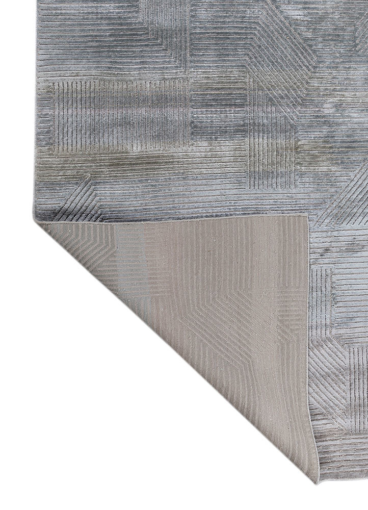 azalea blue wool and bamboo silk hand knotted Rug - Backing Shot azalea blue wool and bamboo silk hand knotted Rug - Backing Shot
