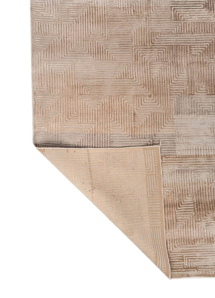 aprezo beige and brown wool and bamboo silk hand knotted Rug - Backing Shot aprezo beige and brown wool and bamboo silk hand knotted Rug - Backing Shot