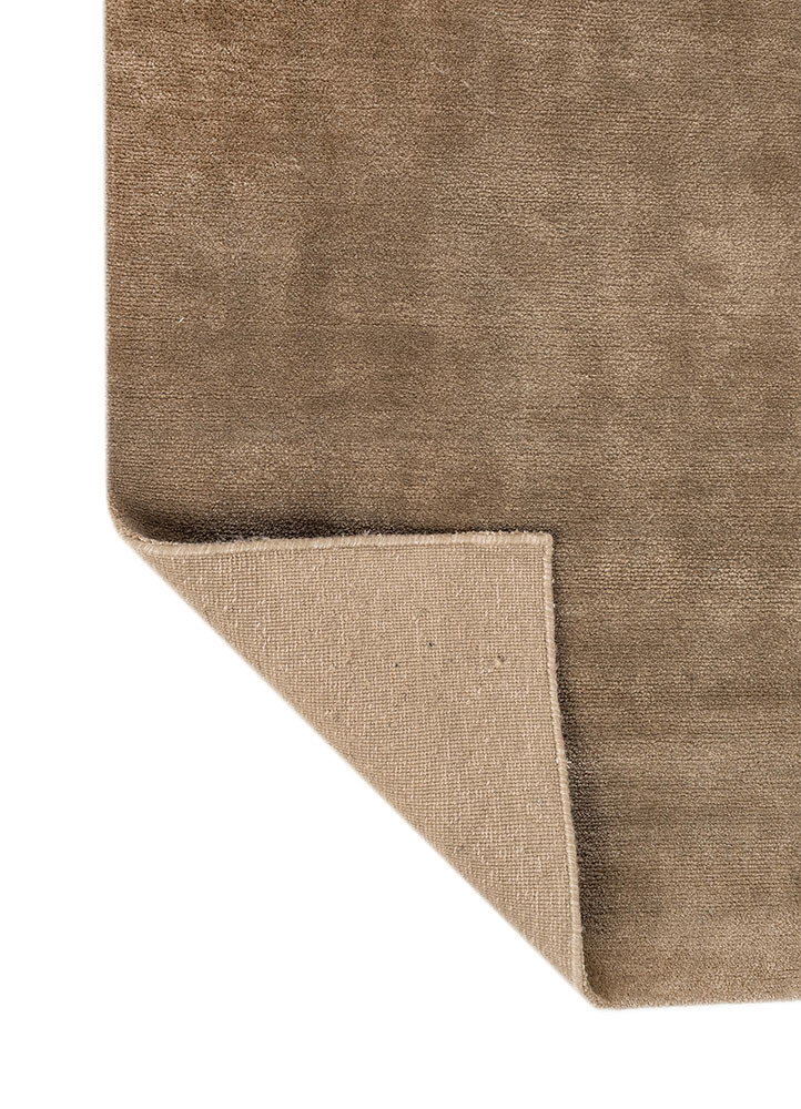 aprezo beige and brown wool and bamboo silk hand knotted Rug - Backing Shot