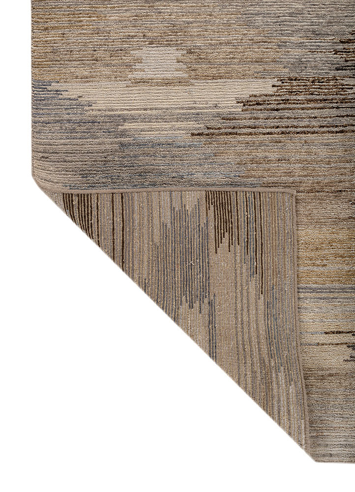 savana ivory wool hand knotted Rug - Backing Shot