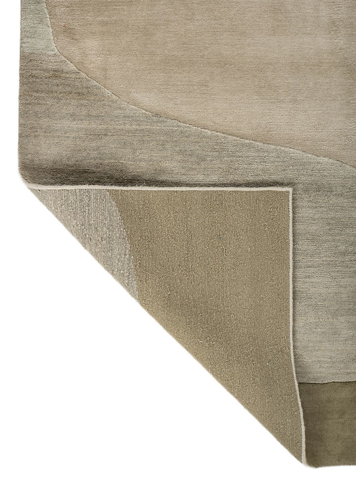 aprezo green wool hand knotted Rug - Backing Shot