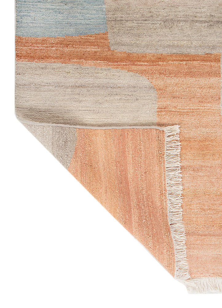 blythe beige and brown wool hand knotted Rug - Backing Shot