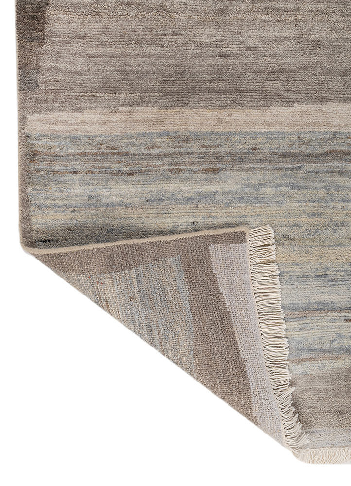blythe beige and brown wool hand knotted Rug - Backing Shot