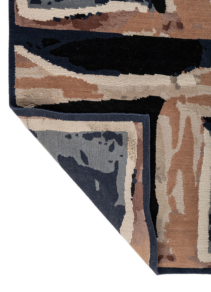 sthir blue wool hand knotted Rug - Backing Shot