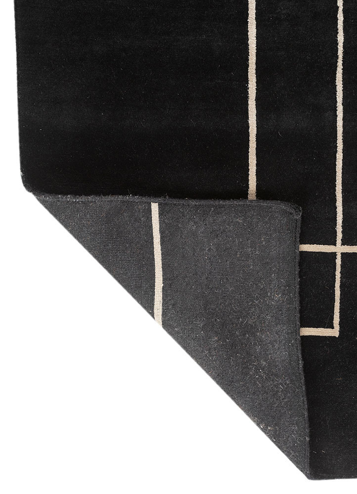 sthir grey and black wool hand knotted Rug - Backing Shot