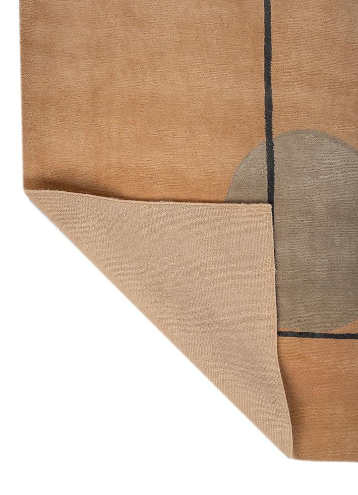 sthir red and orange wool hand knotted Rug - Backing Shot