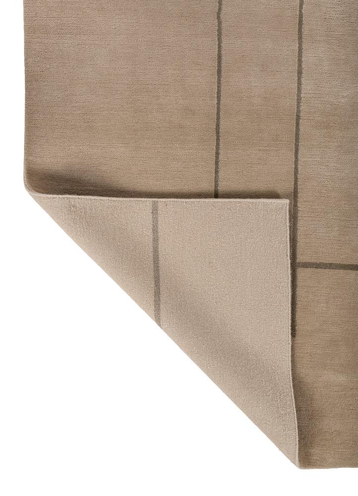 sthir beige and brown wool hand knotted Rug - Backing Shot