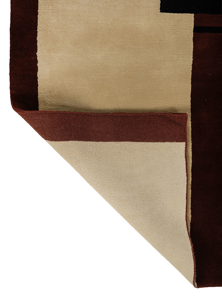 sthir red and orange wool hand knotted Rug - Backing Shot