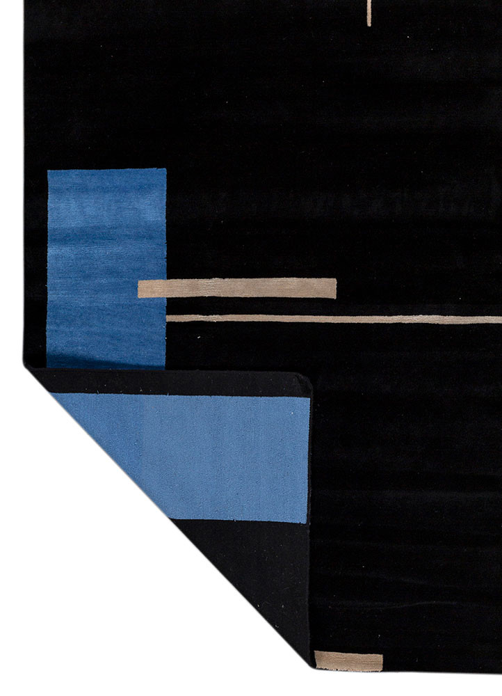 sthir grey and black wool hand knotted Rug - Backing Shot sthir grey and black wool hand knotted Rug - Backing Shot