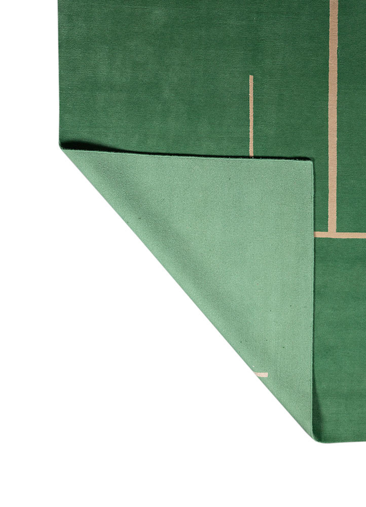 sthir green wool hand knotted Rug - Backing Shot sthir green wool hand knotted Rug - Backing Shot