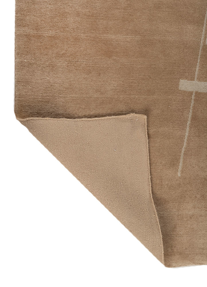 sthir beige and brown wool hand knotted Rug - Backing Shot sthir beige and brown wool hand knotted Rug - Backing Shot