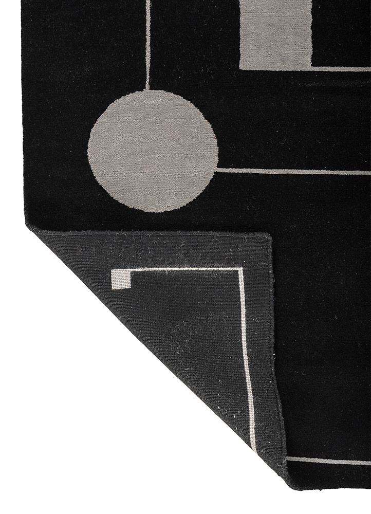 sthir grey and black wool hand knotted Rug - Backing Shot sthir grey and black wool hand knotted Rug - Backing Shot