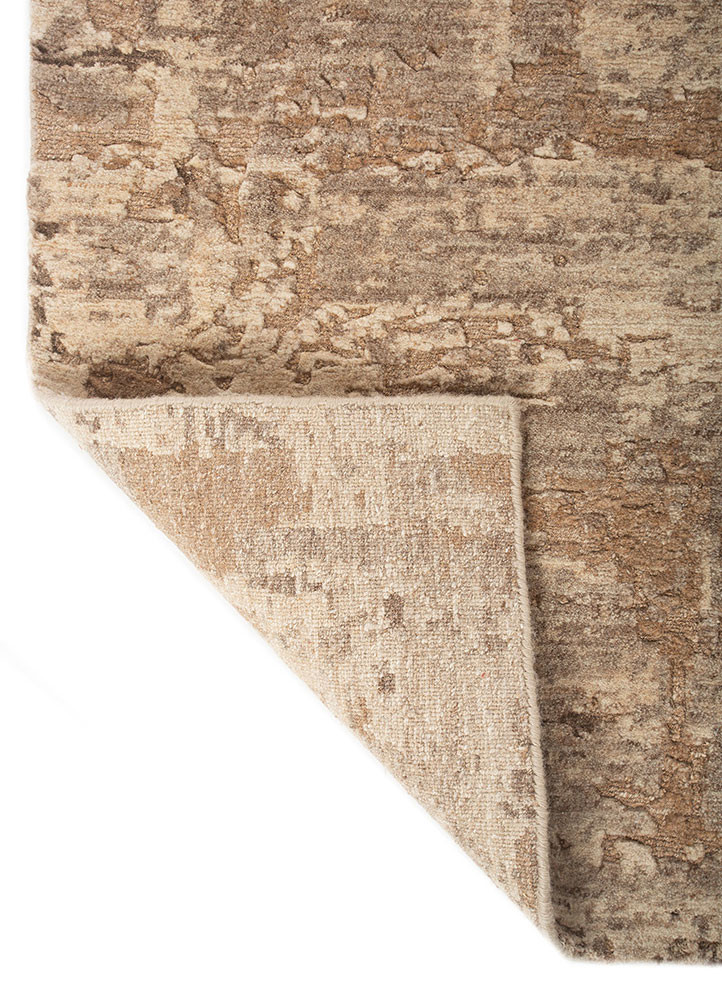 uvenuti beige and brown wool hand knotted Rug - Backing Shot