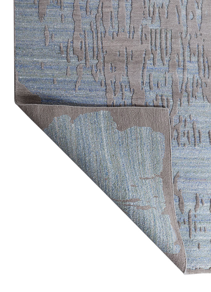 aprezo grey and black nylon hand knotted Rug - Backing Shot