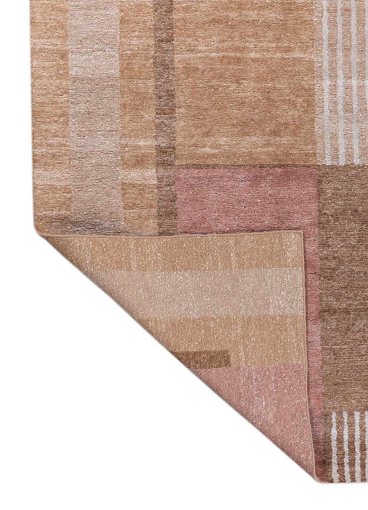 blythe red and orange wool hand knotted Rug - Backing Shot