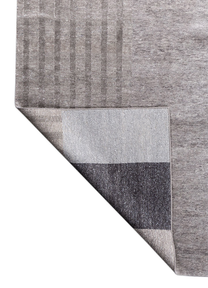 blythe grey and black wool hand knotted Rug - Backing Shot