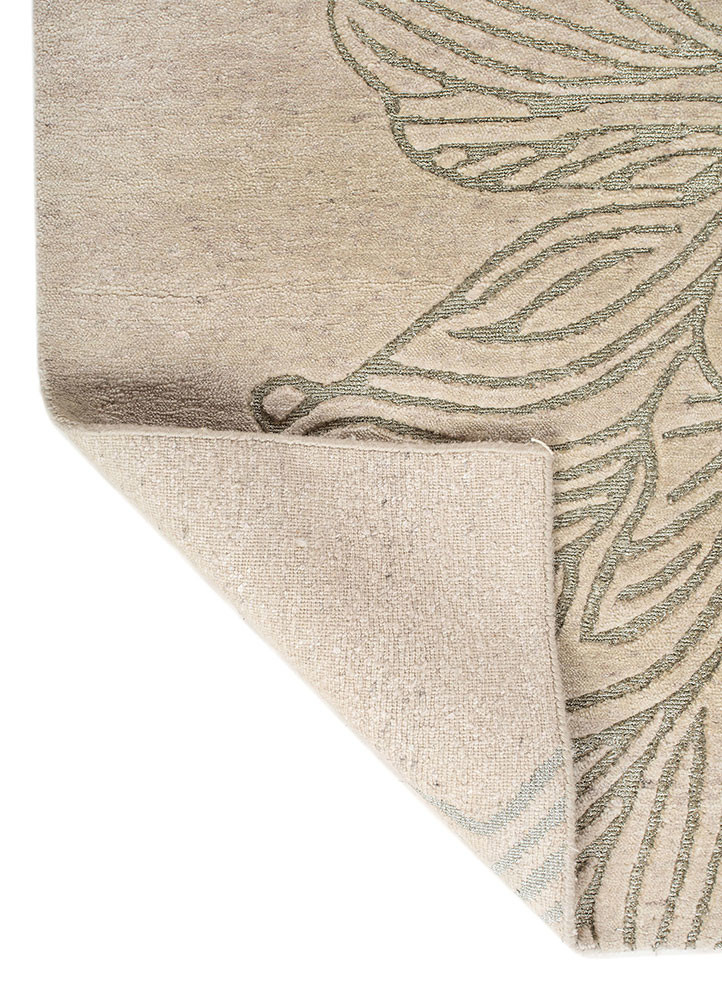 azalea ivory wool hand knotted Rug - Backing Shot