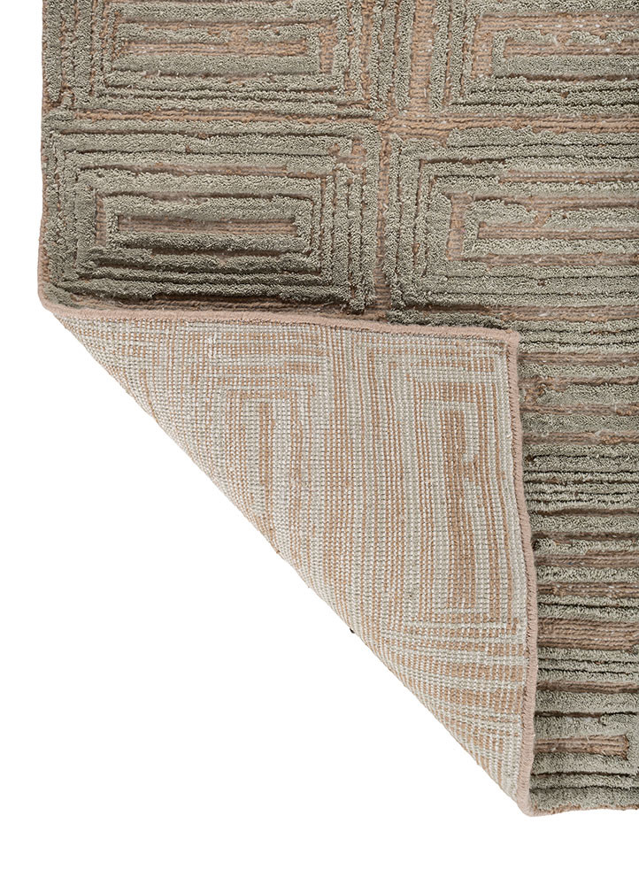 aprezo beige and brown acrylic hand knotted Rug - Backing Shot