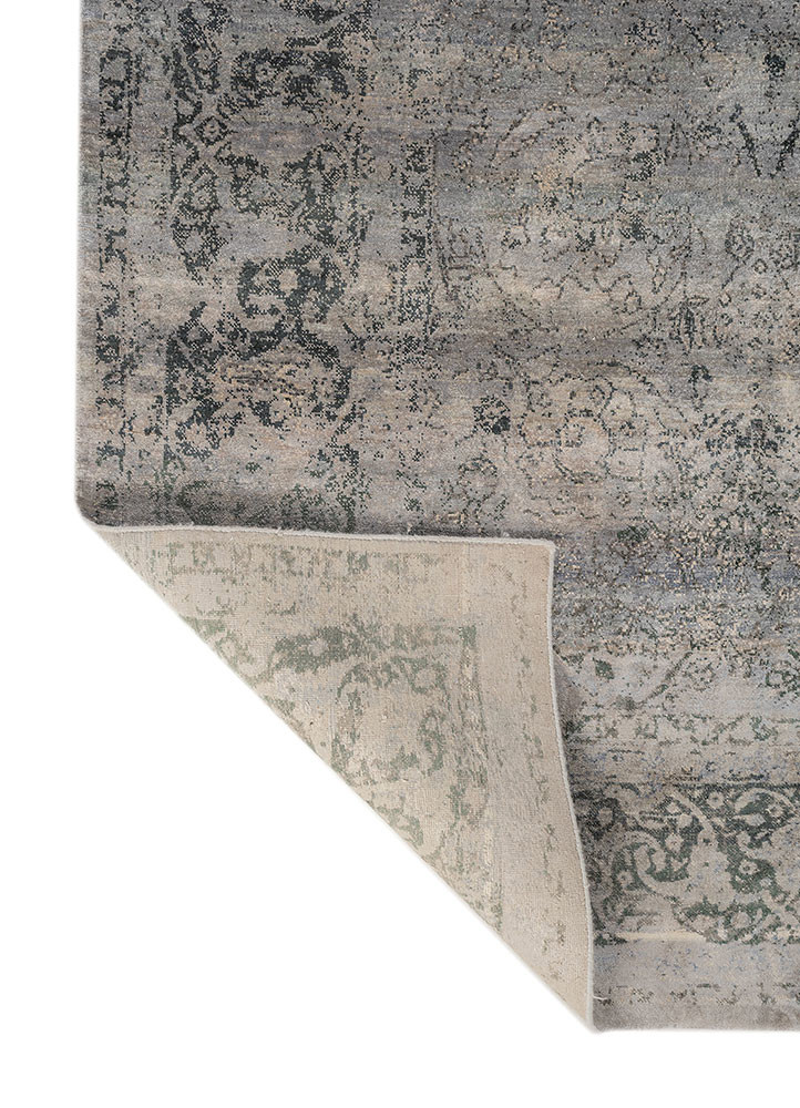 aprezo ivory silk hand knotted Rug - Backing Shot