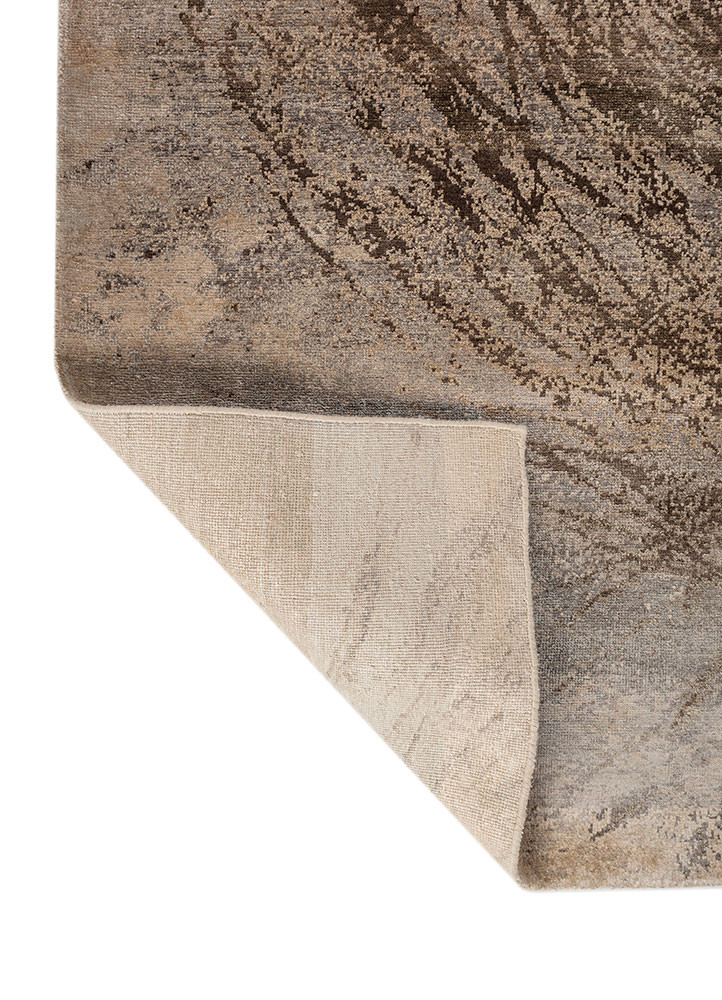 gulmarg ivory silk hand knotted Rug - Backing Shot