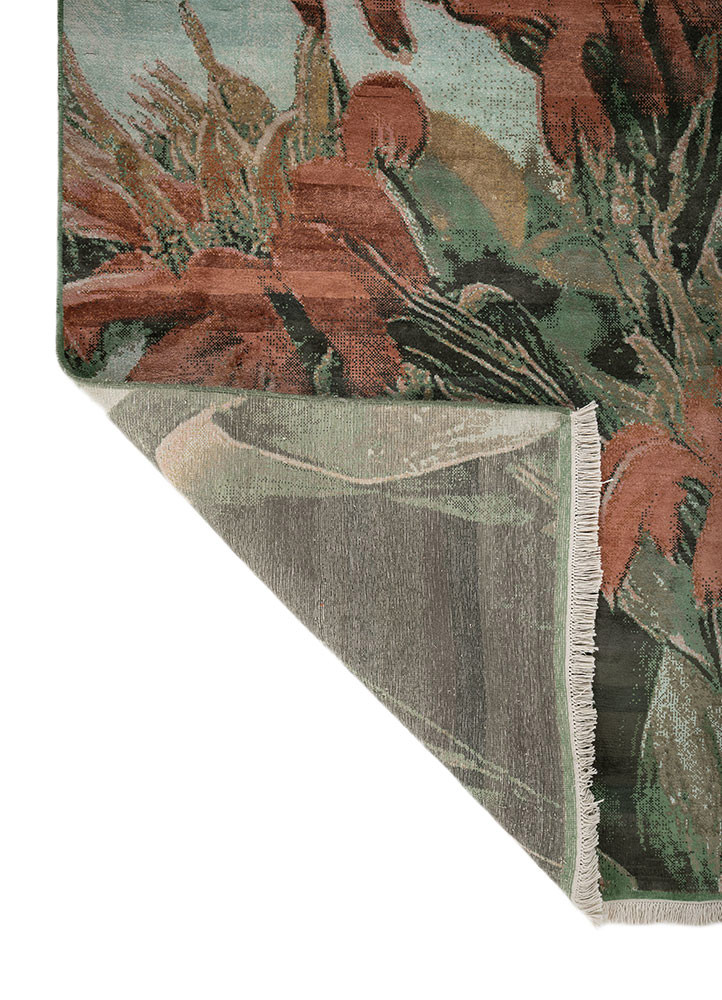 pansy ivory silk hand knotted Rug - Backing Shot pansy ivory silk hand knotted Rug - Backing Shot