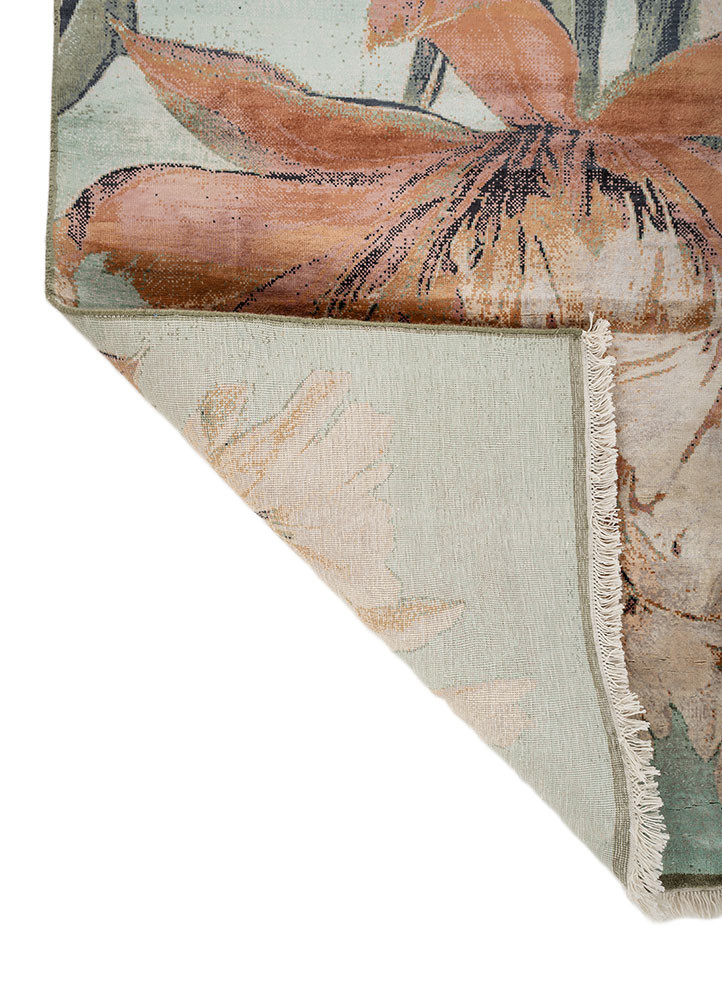 pansy ivory silk hand knotted Rug - Backing Shot pansy ivory silk hand knotted Rug - Backing Shot