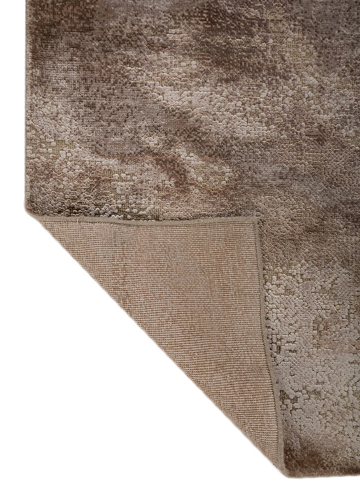 entropy beige and brown wool and bamboo silk hand knotted Rug - Backing Shot entropy beige and brown wool and bamboo silk hand knotted Rug - Backing Shot